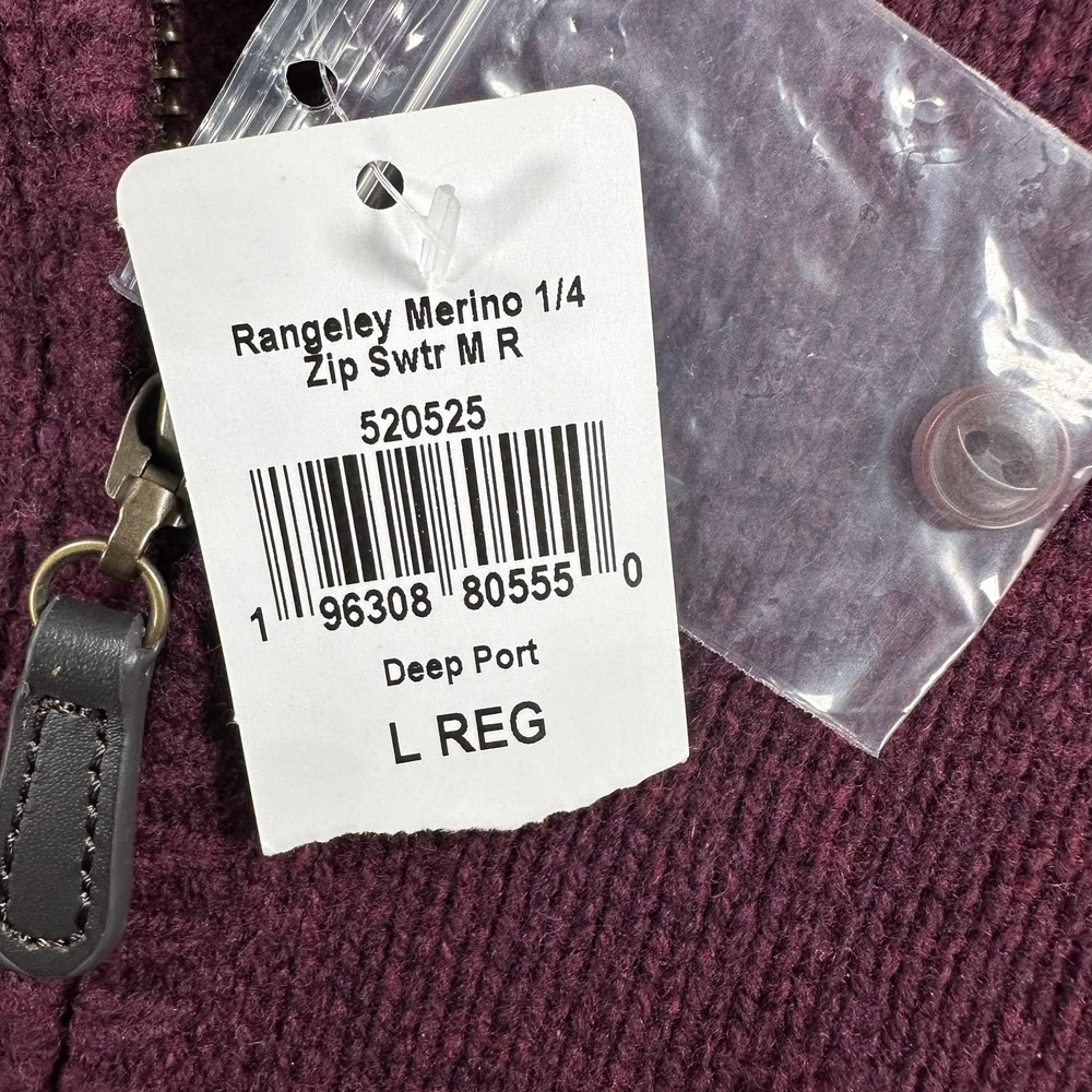 LL Bean Rangeley Sweater Mens Large‎ Purple Merino Wool 1/4 Zip Mock Neck - Picture 4 of 15